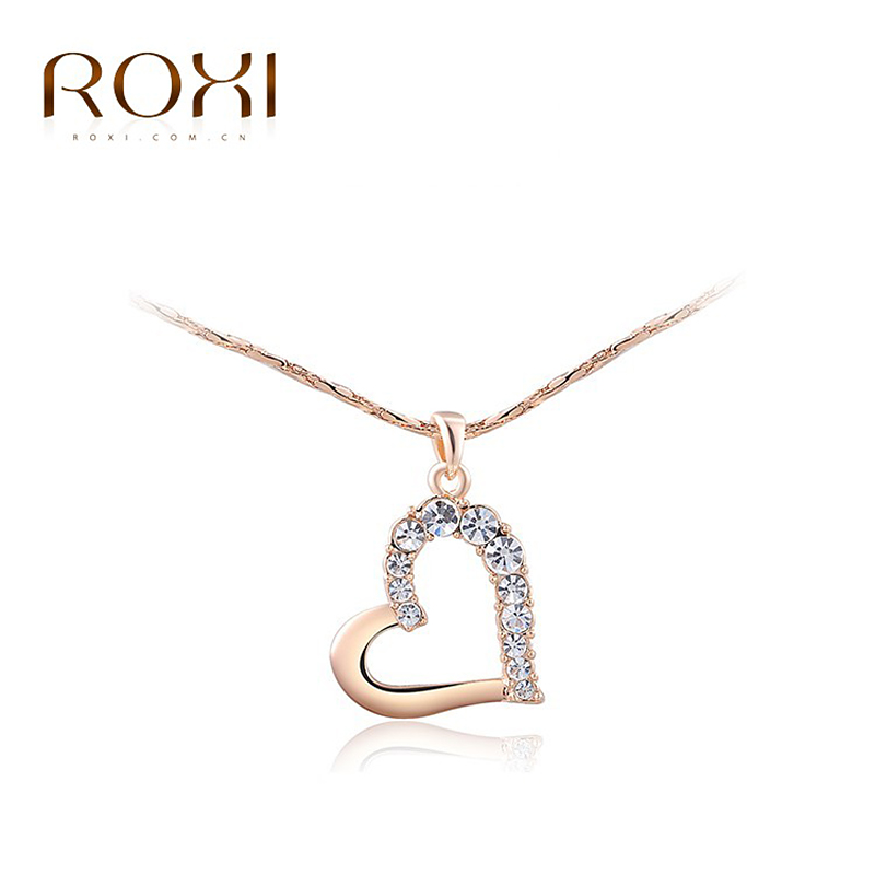 ROXI brand fashion rose gold plated crystal heart pendant necklaces for women Fashion Gold Jewelry 2030906350a