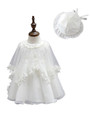 Newborn Baby girl christening gowns dress ivory 3 picec suit dress hat Shawl for 0 2T