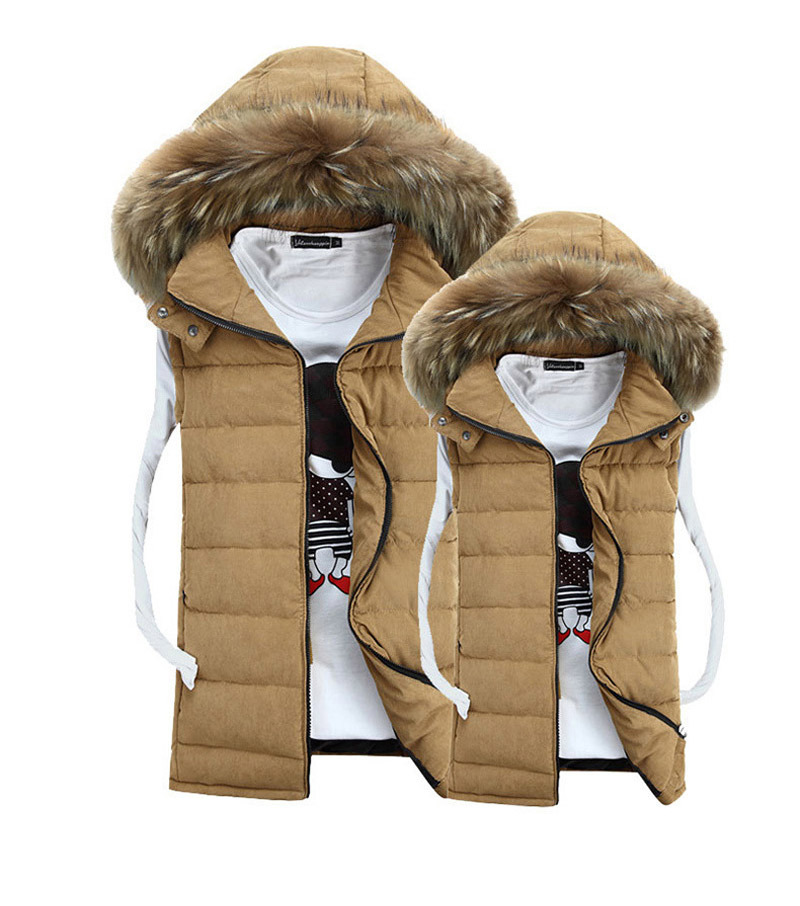 Hot Sale 2015 Winter Men&#39;s Down Vests Sleeveless Jacket Hooded Padded Slim Warm Fur collar Coat ...