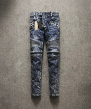 Mens Jeans New Hot Sale Low Dark 2015 Men Jeans Snow Washing Low waist Micro bomb