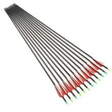 12 Pcs 30″  Archery Hunting Arrows with Replaceable Arrowheads and Plastic  Feathers Spine 500 Fit for 55lb Recurve/Compound Bow