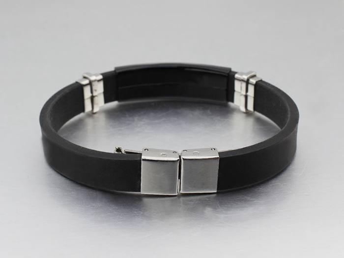 ORSA Hot Sale Titanium Steel Silicone Black Bracelet Fashion Style Great Wall Design Men Bracelet OTB12