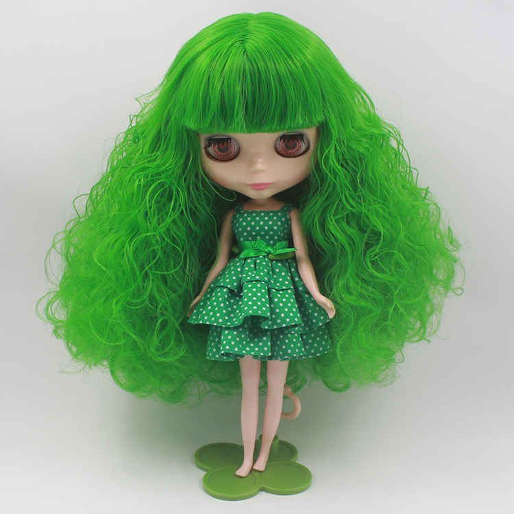 купить Green long hair Blyth Doll big eye 1/6 bjd curly hair byth dolls diy...