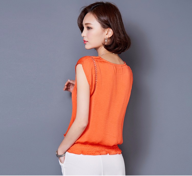 Summer t shirt Womens Fashion Loose Silk Chiffon tops tees Short Sleeve Hollow Out Casual t-shirts For Women Plus Size Top A301 h