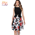 Wear to Work Office Dresses Elegant Floral Print Plaid Summer Women Vintage Dress A Line Polka