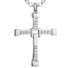925 Sterling Silver Quick And Livid Dominic Toretto Cross Necklaces & Pendants For Males Girls CZ Diamond Necklace Jewellery D95