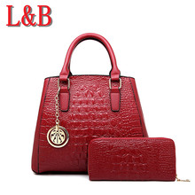 2016 Crocodile Pattern Women Messenger Bags Handbag Composite Bag Female Versatile Shoulder Bag+Tote+Ladies Handbag+Women Wallet