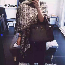 New fashion tartan plaid cashmere scarf for women blanket scarf with tassel winter warm shawl wraps phoncho hot saleSC190128-1