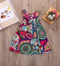 2016 Baby Kids Girls Cute Lovely Sleeveless Dress Toddler Princess Flower Floral Party Tutu Summer Floral Dress 3-7T