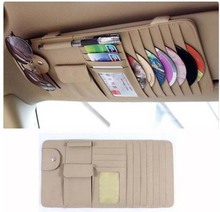 Beige or Black New Car Interior Sun Visor Multifunction Leather DVD Case CD Folder Pocket
