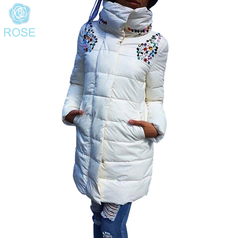 Фотография High Quality 2015 Winter Women Jacket Diamond Cotton-Padded Parka Casual Long Warm Down Outerwear CO1194