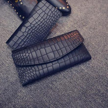 Excellent quality 2pcs classic crocodile pattern leather long design women wallet genuine leather japanned female card wallet