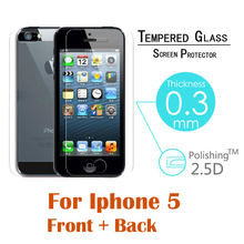 2015 New 0 3mm 9H Front Back Tempered Glass For iphone 4 4S 5 5S 5G