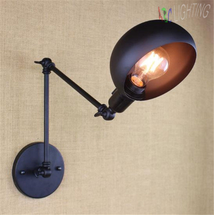 American Industrial Wall Lamps Vintage Iron Aisle Wall Light For Home Decoration,Coffe Bar Corridor Black Wall Lamp switch