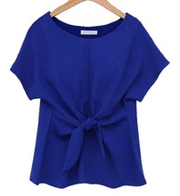 New Women Summer Blouse 2015 Women Tops Women Blouses Chiffon Shirts Casual Shirts Feminina Short Sleeve Women bow tie blouse
