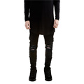 Mens Mid Waist Skinny Jeans Distressed Elastic Jeans Denim Biker Moto Jeans Hiphop Washed Ripped Jeans