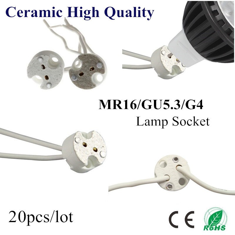 20X MR16 Holder Ceramic Lamp Base GU5.3 GU4 Socket LED CFL Halogen