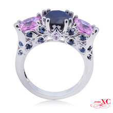 Hot Sale Lady s Fashion Fine Jewelry Wedding Finger Rings Pink Black Sapphire AAA Zircon 18KT