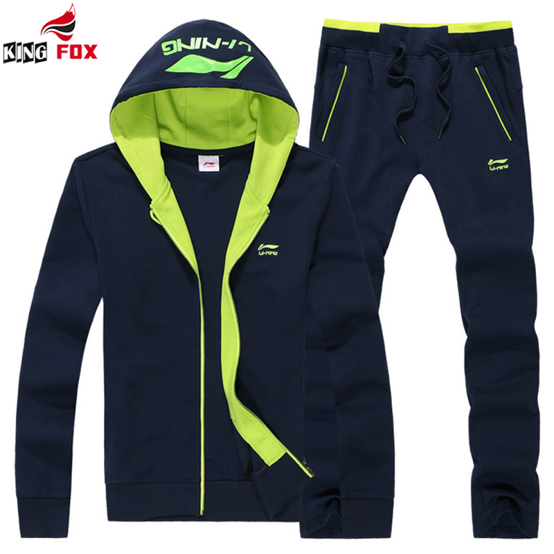 [KING FOX]Top Quality outdoor tracksuit Brand Men hoodies sweatshirts+pants sports suits 2PCS sportswear man jogger sets