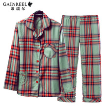 Song Riel 2015 winter fashion for men and women long sleeved plaid pajamas comfortable tracksuit lovers