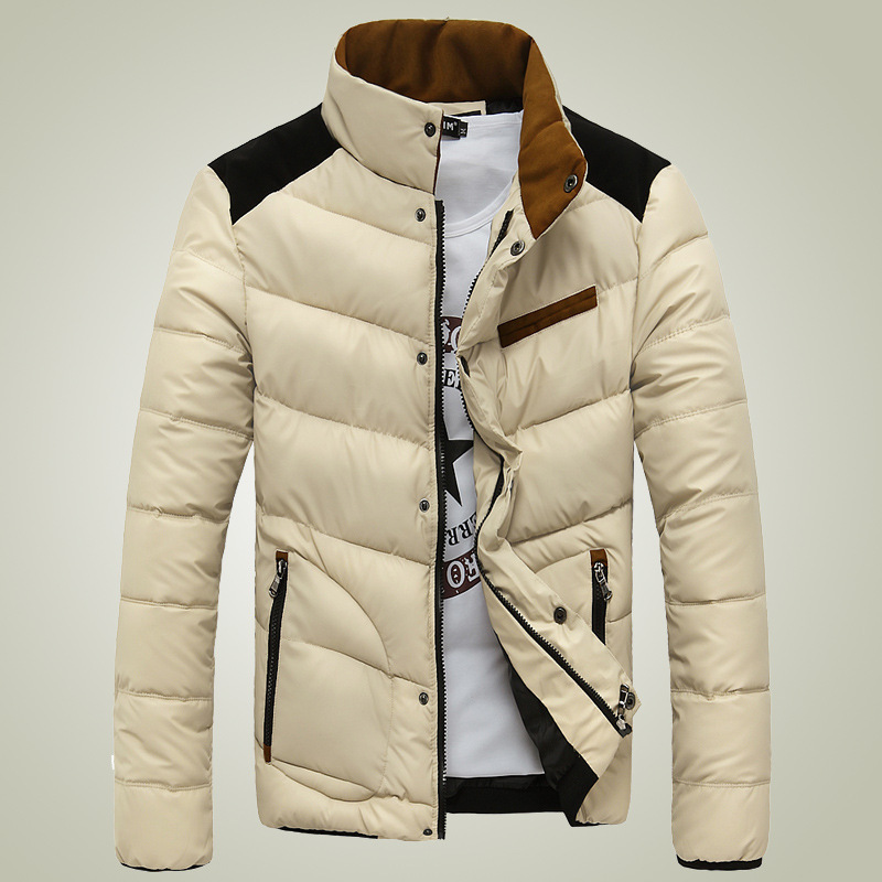 Men warm coats popular jacket men solid color stand collar newest winter jackets teenagers simple solf