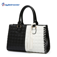 New 2015 Composite Leather Women Handbag Fashion Patchwork Women Shoulder Bag Classic Black and White Panelled