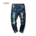 2016 New Arrival Fashion Blue Men Jeans Straight Plus Size New Design Slim Scratched Jeans For