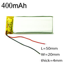 3 7V 400mAh battery 402050 Lithium Polymer Li Po li ion Rechargeable Battery For Mp3 MP4