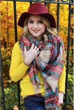 140x140cm Za winter acrylic cashmere tartan plaid scarf brand blanket shawl desigual pashmina wrap stole for Lady Women Girl