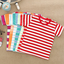 Summer Fashion Cute Kid T Shirts Free shipping Low Price T-shirts Cotton O-neck Short Sleeve Stripe Tee Sports Shirt