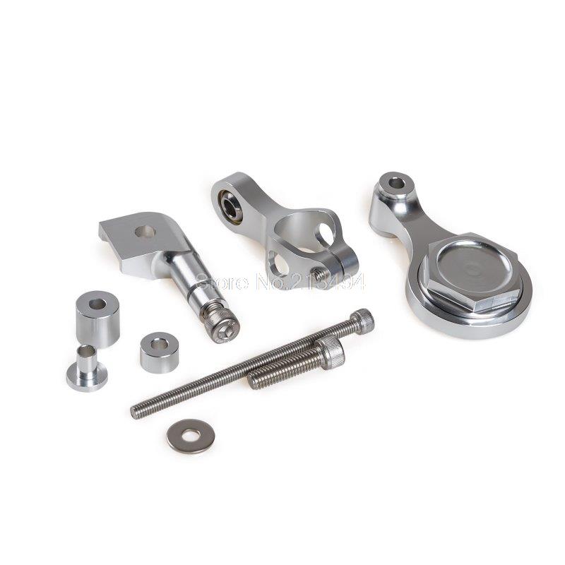 New CNC Silver Steering Damper Mounting Kit For Yamaha YZF R6 2006 2015 R1 2009 2012