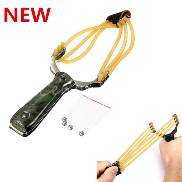 2014 Fashion 100 Top Quality Powerful Steel Slingshot Catapult Outdoor Marble Games Hunting Sling Shot Wholesale