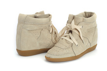 Isabel Marant Lace up Women Fashion Wedge High Heel Sneakers Hidden heel 7CM Genuine Leather suede