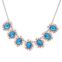 Vintage Fashion jewlery 2014 Lot Color Rhinestone bijoux Oval pendant long necklace Rose Gold Plated Chain Necklaces Gift/Party