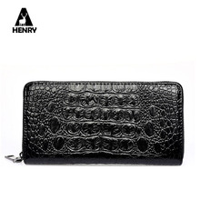 2016 Purse New Arrival High Quality Alligator Tartan Design Leather Wallet Men Long Wallets Zipper Large Capacity Male Handbag
