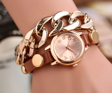 New Arrival Colorful Vintage Rivet Leather Bracelet Watches Women Watches Weave Wrap Wristwatches Watch WH 092