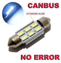 2pcs/lot Festoon CANBUS 31mm 36mm 39mm 42mm C5W ERROR FREE 5630 5730 6 LED smd interior WHITE LED SMD bulbs