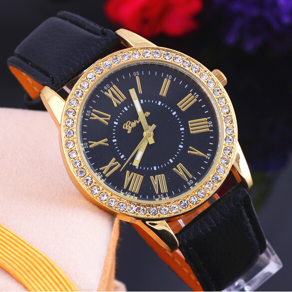 2015 Geneva watch exclusive new authentic gold diamond belt Roman literally women dress big love