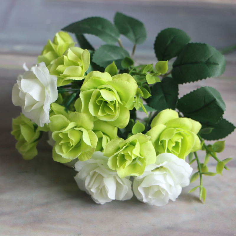Bunch 15 heads Fake Silk Flowers Bouquet Artificial Rose Bridal Floral Decor Plant Flower Arrangement