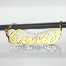 Freeshipping Personalized Name Necklace Gold Plated Over Silver Initials CARRIE Font Customized Name Jewelry Great Gift