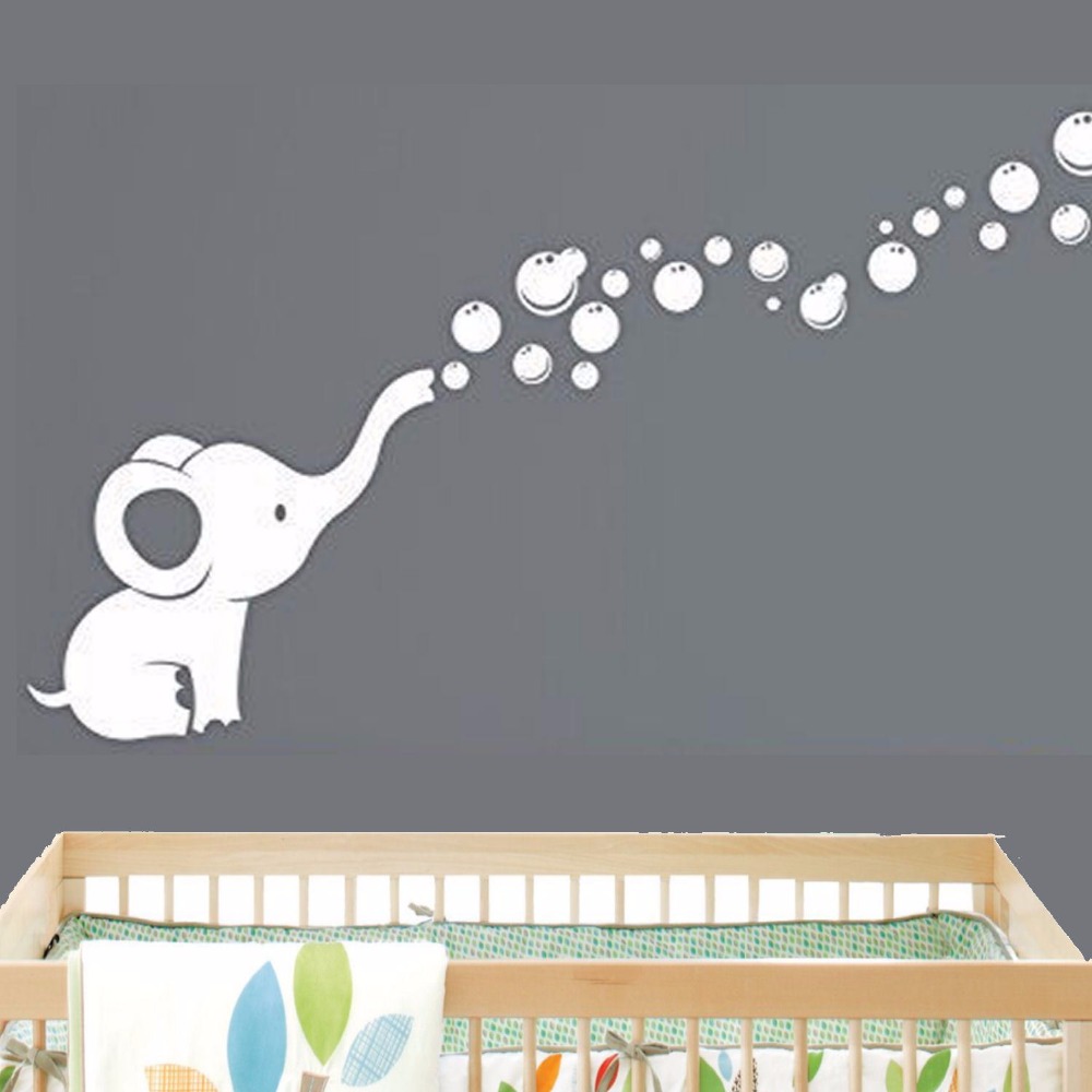 Elephant Bubbles Baby Wall Decal Vinyl Wall Nursery Room Decor 69cmx1270cm