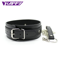 Balck Leather Bdsm Fetish Bondage Sex Collar And Leash Adult Game Collars Sex Toys Slave Collar Erotic Neck Collar VP-CR003037A