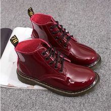 2015 Medium Heels Women Ankle Boots Thick Heels Skid-proof Sole Lace Up Martin Boots Spring Fall Shoes Sole Rubber Leather boots