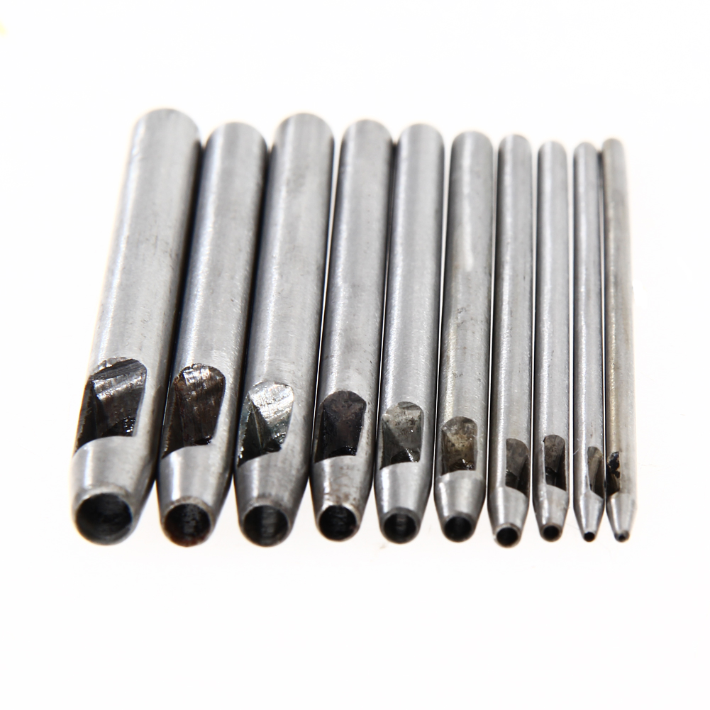 5mm 10pcs Hollow Punch Kit Cutting Hole Tool Leather Belt Jacket Canvas 0.5mm