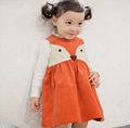 Toddler Sweet Kids Girls Fox Style Casual Dresses Sleeveless Spring Summer Fall Baby Dresses Orange Color