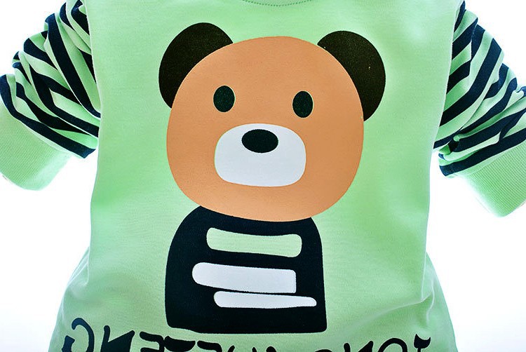 2PCS baby boys girls cotton clothes tops+pants sets outfits set baby clothes spring autumn Clothing for babies suits Bear stripe 6