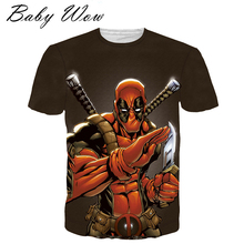 Fashion Deadpool T Shirt European Hot 3D Cartoon Printed Teenager Short Sleeve Shirts Big Boys Personality Funny Tees tyh-65587