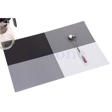 2016 Free ShippingHome Decor Kitchen Dining Placemat Chequer Adiabatic PVC Strip Weave Table Mat
