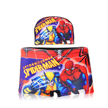 Boys swimwear swim trunks swimming suits bathing minions spidermen boys swim briefs kids swimming cap+swimsuits cartoon trunks