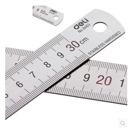 Free shipping Deli stationery measurement ruler stainless steel ruler 15/20/30/50 cm metal ruler for kids drawing ruler